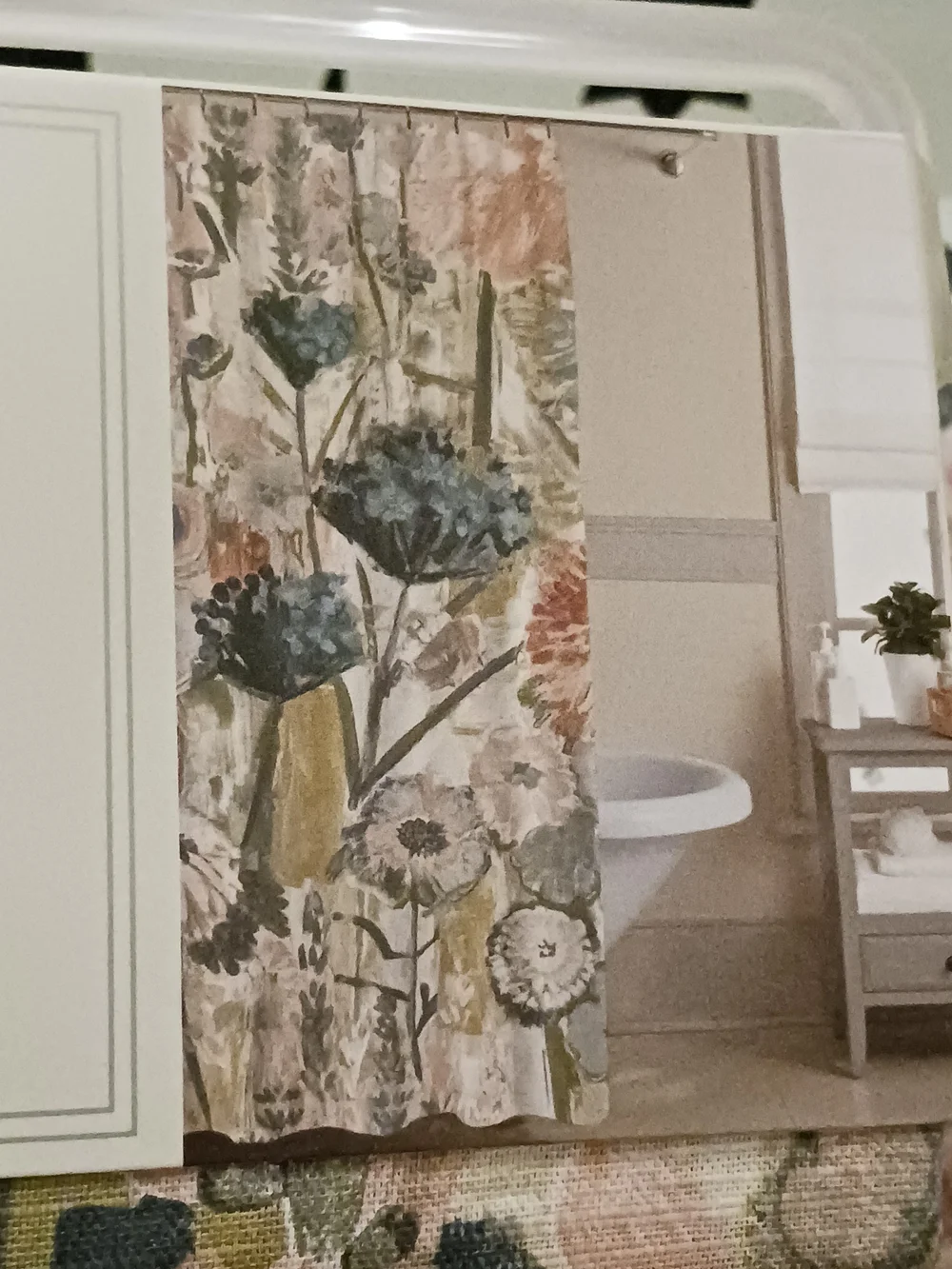 Market Street Bath Wildflower Thyme Shower Curtain 100% Cotton